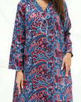Classic paisley print detail on premium cotton jalabiya by Gharza Couture