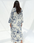 Coastal Seashell Print Cotton Jalabiya with full inner lining and relaxed modest silhouette