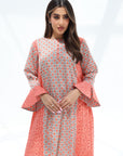 Contrast Panel Print Cotton Jalabiya front button neckline detail