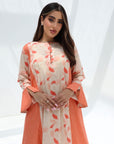 Contrast Panel Print Cotton Jalabiya elegant flared sleeve detail