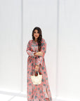 Coral Palm Linen Blend Jalabiya for Women Full Length View