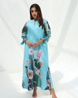 Full length Desert Cactus Floral Print Cotton Jalabiya for modest fashion