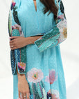 Split cuff sleeve detail on Desert Cactus Floral Print Cotton Jalabiya