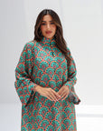 Emerald Mosaic Medallion Linen Blend Jalabiya for women