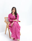 Fuchsia Medallion Cotton Jalabiya breathable cotton fabric detail