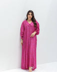 Fuchsia Medallion Cotton Jalabiya full length front view