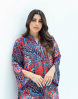 Giraffe Mosaic Linen Blend Jalabiya neckline detail