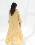 Golden Bloom Jacquard Silk Jalabiya side view