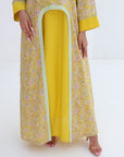 Golden Floral Paisley Cotton Jalabiya - Down Detail