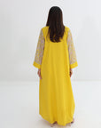 Golden Floral Paisley Cotton Jalabiya - Full Length Jalabiya