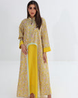 Golden Floral Paisley Cotton Jalabiya - Full Length Jalabiya