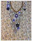 Golden Nocturne gold paisley mukhawar featuring floral beadwork across the neckline and front panel.