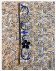 Hand-beaded sleeve detail of the Golden Nocturne Panama digital cotton mukhawar in gold and navy