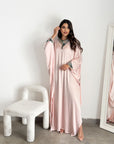 Hand Embellished Satin Kaftan for Women Full Length View