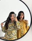Lemon and floral print detail on the Limoncello Bloom Travel Wear Set.