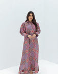 Medallion Mosaic Linen Blend Jalabiya full length front view