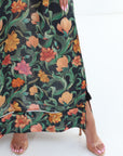Botanical floral print detail on Midnight Botanical Linen Blend Dress