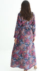 Midnight Chrysanthemum Embellished Linen Blend Jalabiya elegant modest fashion