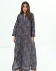 Midnight Chrysanthemum Embellished Linen Blend Jalabiya elegant modest fashion