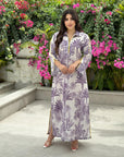 Full length view of Noura Palm Jalabiya by Gharza Couture