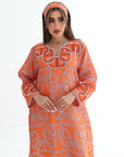 Ornamental Link Embellished Linen Blend Mukhawar hand embellished neckline