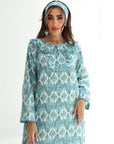 Ornamental Trellis Linen Blend Jalabiya with geometric ornamental print