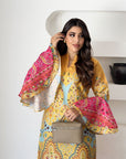 Paisley Print Linen Blend Jalabiya Decorative Paisley Pattern Detail