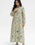Palm Grove Embellished Linen Blend Jalabiya front design