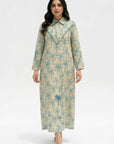 Palm Grove Embellished Linen Blend Jalabiya full length view