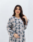 Palm Grove Hand Embellished Linen Blend Jalabiya hand embellished chest detail