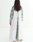 Palm Pleated Panel Linen Blend Dress back opening detail