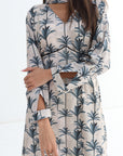 Palm silhouette print detail on Linen Blend Dress
