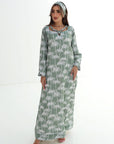Palm Silhouette Linen Blend Jalabiya front design