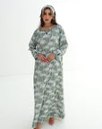 Palm Silhouette Linen Blend Jalabiya full length view