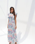 Pastel Garden Jacquard Silk Dress full length front view