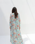 Pastel Watercolor Bloom Silk Jalabiya back view