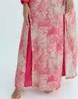 Pink Paisley Print Cotton Jalabiya - Sleeve Detail