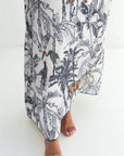 Safari Jungle Toile Linen Blend Jalabiya tiger motif detail