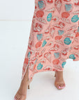 Seashell Print Linen Blend Jalabiya - Seashell Fabric Detail