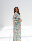 Seaside Shell Treasures Linen Blend Jalabiya full length front view