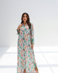 Seaside Shell Treasures Linen Blend Jalabiya full length front view