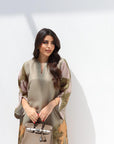 Serenity Botanical Linen Blend Jalabiya Botanical Print Detail