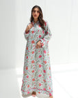 Spring Blossom Linen Blend Jalabiya full-length front view