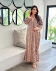 Tribal Mosaic Print Cotton Jalabiya with Geometric Pattern
