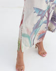 Tropical Palm Border Print Linen Blend Jalabiya - Palm Print Fabric Detail