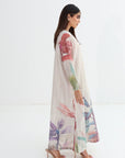Tropical Palm Border Print Linen Blend Jalabiya - Full Length Jalabiya