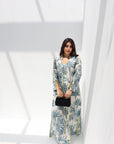 Tropical Palm Linen Blend Jalabiya for Women Full Length View