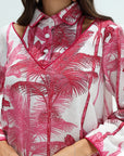 Palm tree print detail on Tropical Palm Sketch Linen Blend Jalabiya