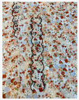Coordinating hand design with colorful floral beadwork on the Vintage Bloom Italian cotton mukhawar.