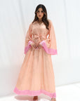 Vintage Garden Fringe Jalabiya - Peach Blossom Variant Full Length